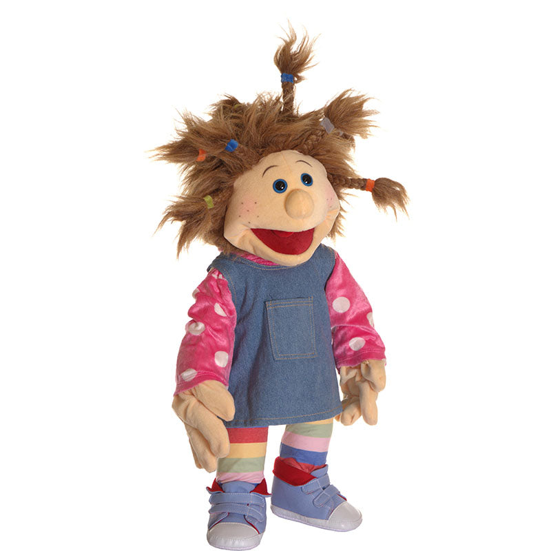 Living Puppets Hånddukke 65 cm – Pige i rosa trøje og jeanskjole