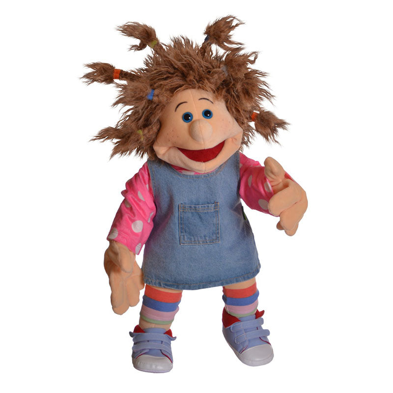 Living Puppets Hånddukke 65 cm – Pige i rosa trøje og jeanskjole