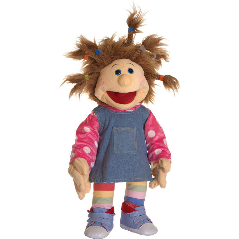 Living Puppets Hånddukke 65 cm – Pige i rosa trøje og jeanskjole