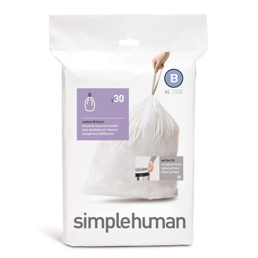 Simplehuman Affaldsposer Kode B (6L) – Hvid (30 stk)