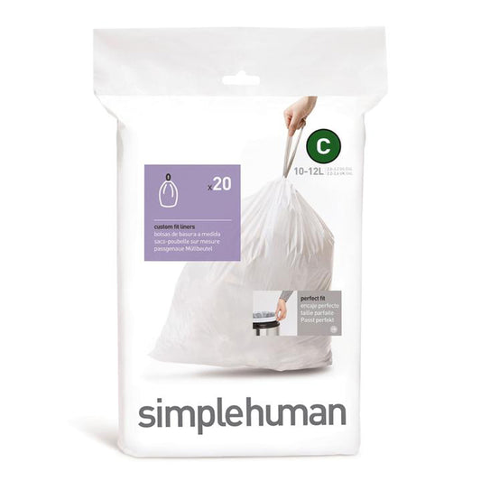 Simplehuman Affaldsposer Kode C (10-12L) – Hvid (20 stk)