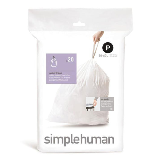 Simplehuman Affaldsposer Kode P (50-60L) – Hvid (20 stk)